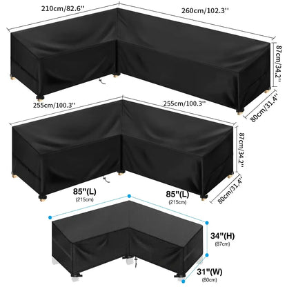 Outdoor Waterproof L-Shape Sofa Cover – Heavy-Duty Weather Protection (different sizes available)