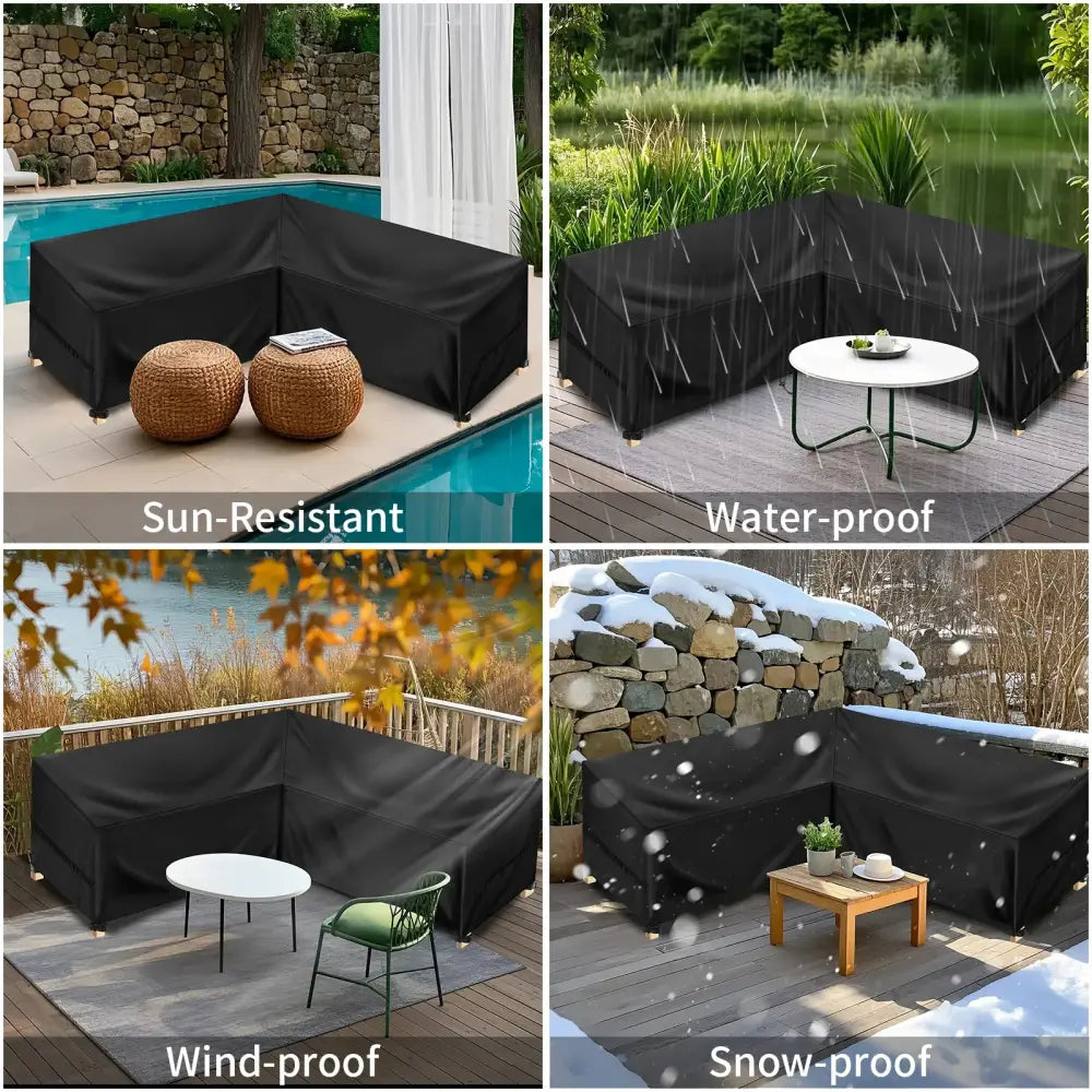 Outdoor Waterproof L-Shape Sofa Cover – Heavy-Duty Weather Protection (different sizes available)