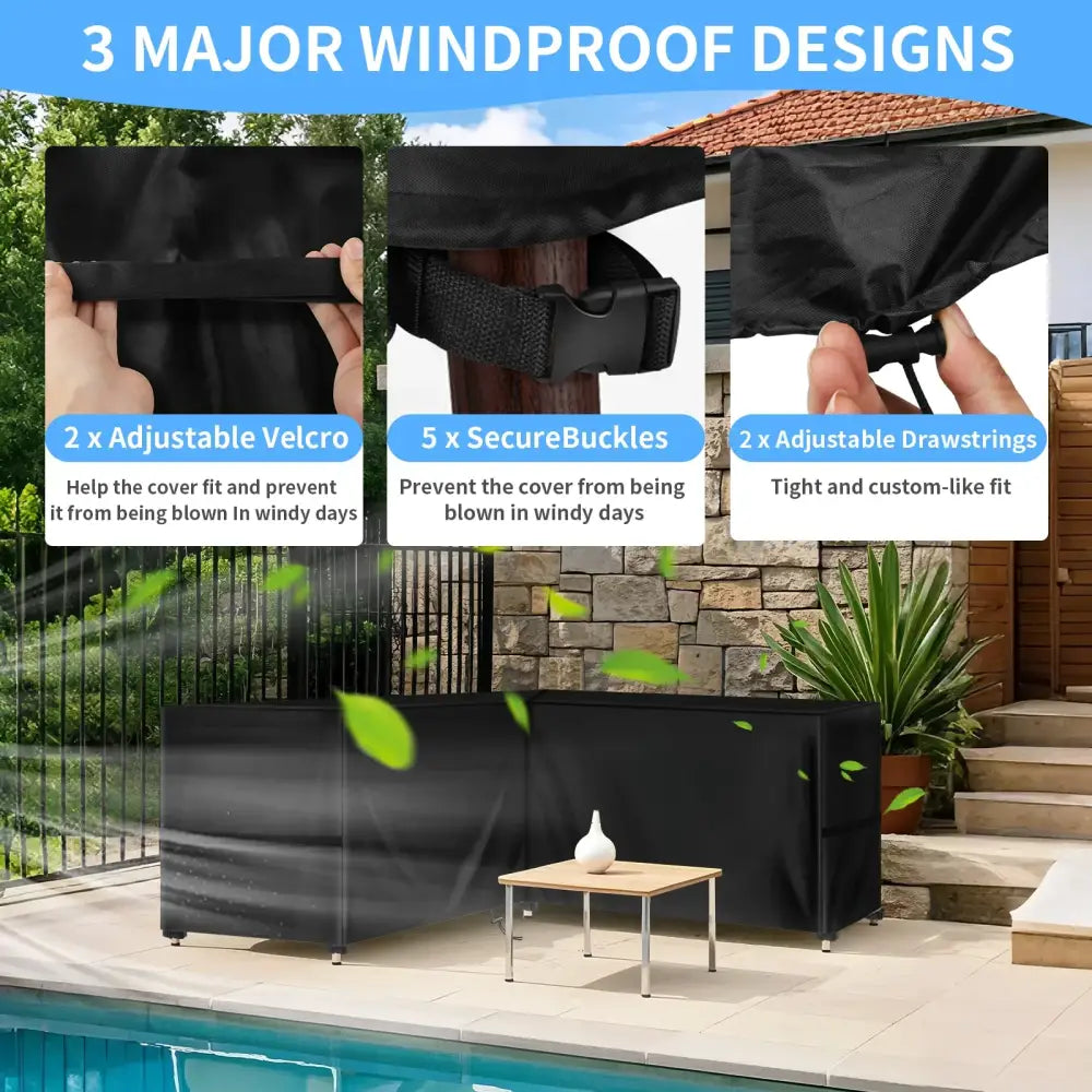 Outdoor Waterproof L-Shape Sofa Cover – Heavy-Duty Weather Protection (different sizes available)