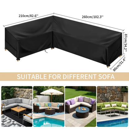 Outdoor Waterproof L-Shape Sofa Cover – Heavy-Duty Weather Protection (different sizes available)