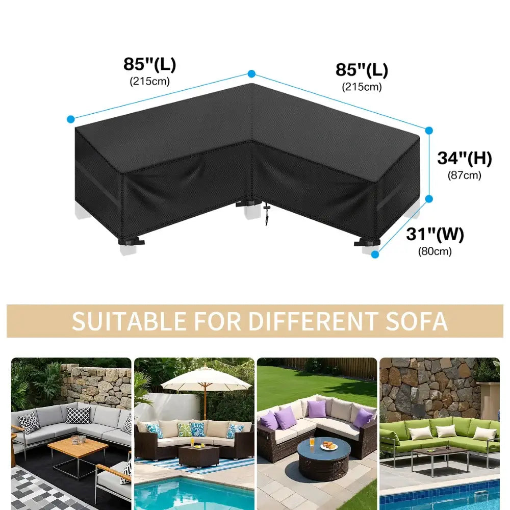 Outdoor Waterproof L-Shape Sofa Cover – Heavy-Duty Weather Protection (different sizes available)