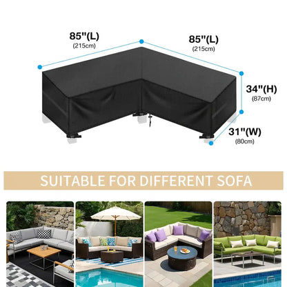 Outdoor Waterproof L-Shape Sofa Cover – Heavy-Duty Weather Protection (different sizes available)