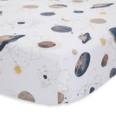 Little Unicorn Cotton Muslin Cot Sheet - Planetary - Babyonline