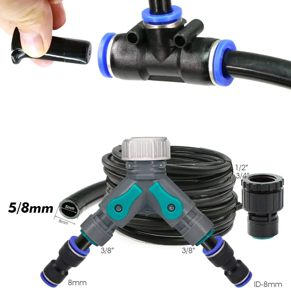 PE Hose with Adjustable Misting Sprayer & Pump Kit for Garden (different sizes available)