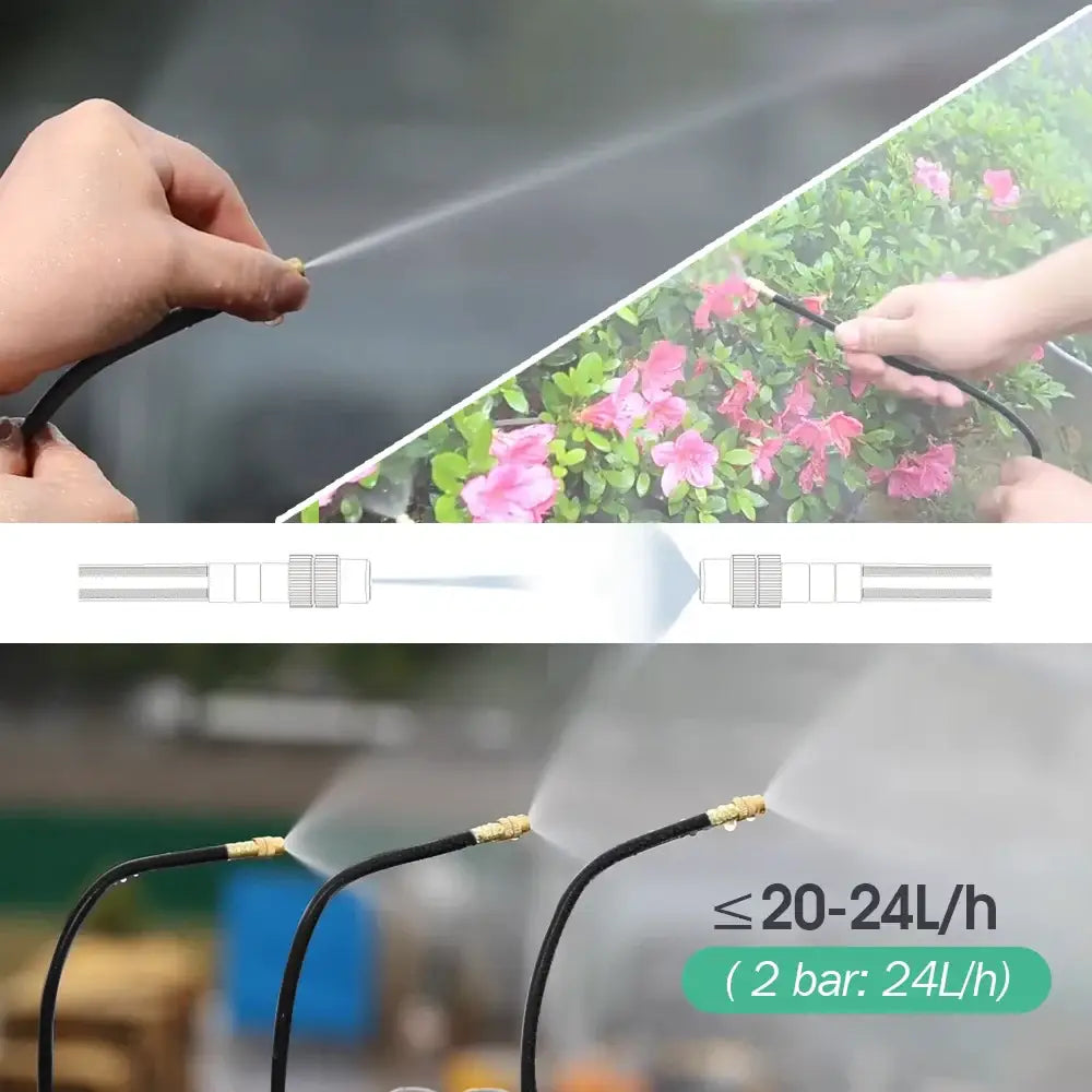 PE Hose with Adjustable Misting Sprayer & Pump Kit for Garden (different sizes available)