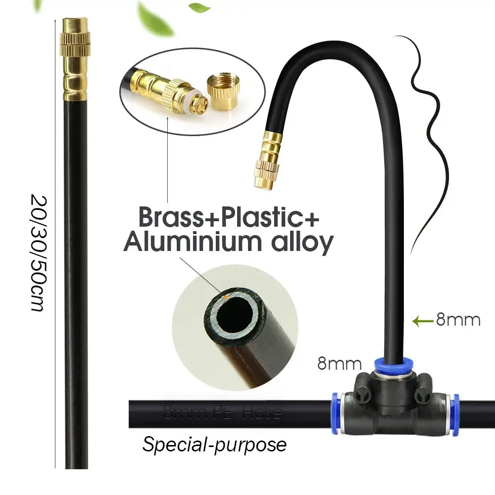 PE Hose with Adjustable Misting Sprayer & Pump Kit for Garden (different sizes available)