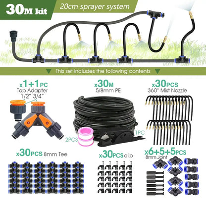 PE Hose with Adjustable Misting Sprayer & Pump Kit for Garden (different sizes available)