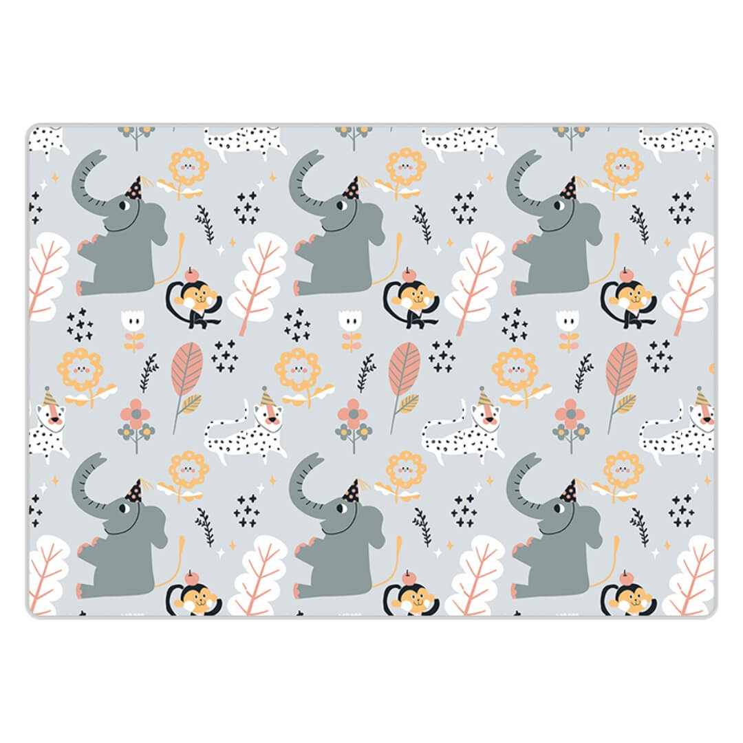 200x150x1 cm Foldable Baby Playmat with Carry Bag - Elephant & Curve Both Sides-F