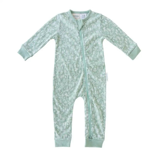 Woolbabe Merino/Organic Cotton PJ Suit - MOSS WILDERNESS - Babyonline