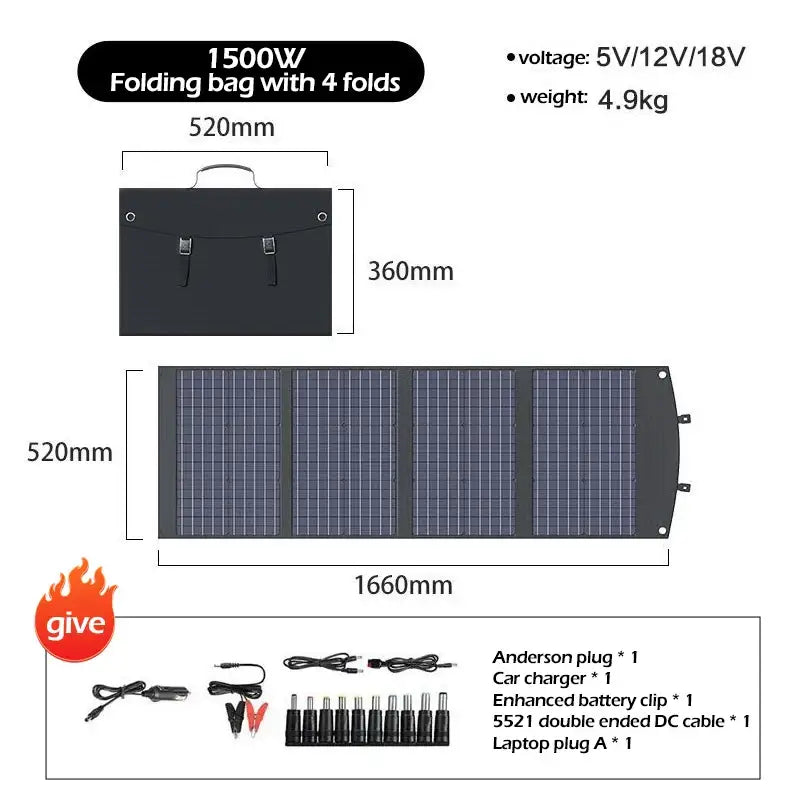Portable 2000W Solar Charger with Bag