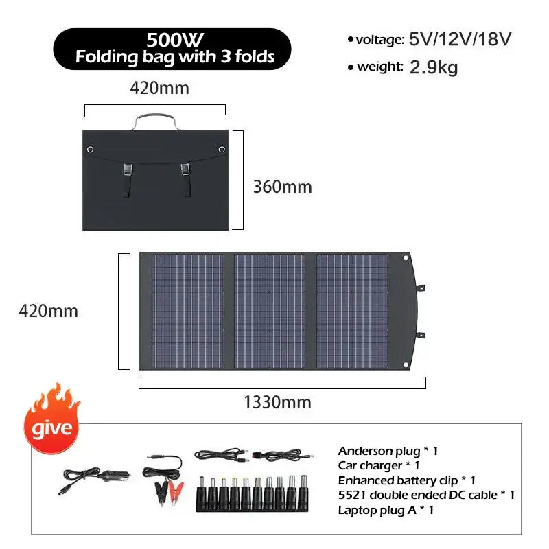 Portable 2000W Solar Charger with Bag