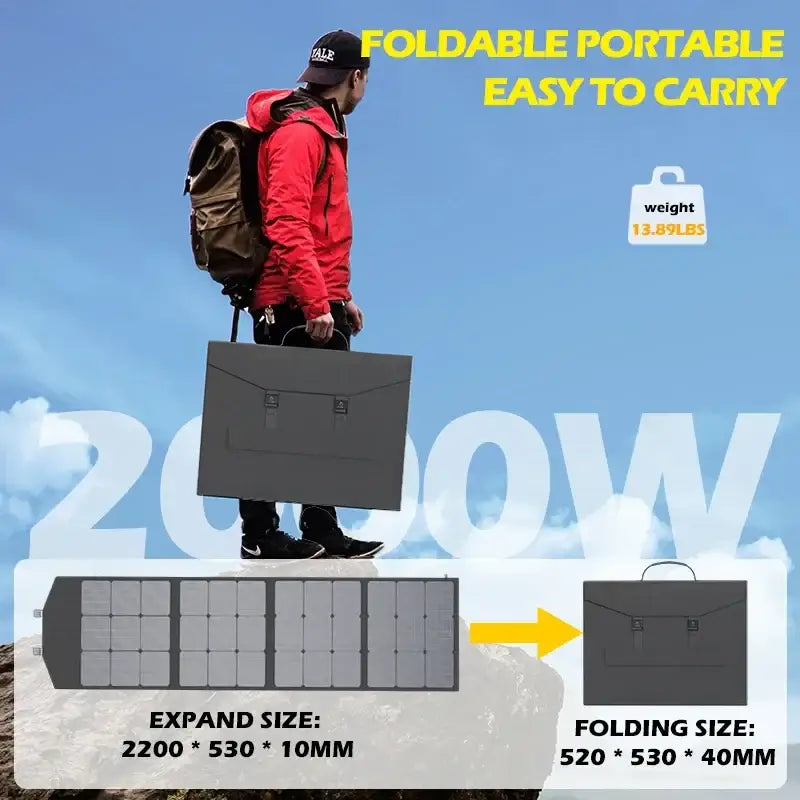 Portable 2000W Solar Charger with Bag