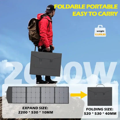 Portable 2000W Solar Charger with Bag