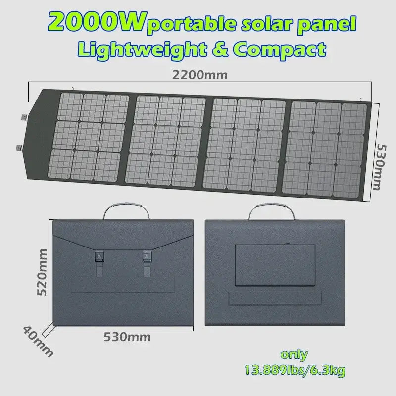 Portable 2000W Solar Charger with Bag