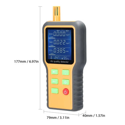 Portable Air Quality Monitor – CO2, TVOC, HCHO, Temperature & Humidity Detector (5-in-1)