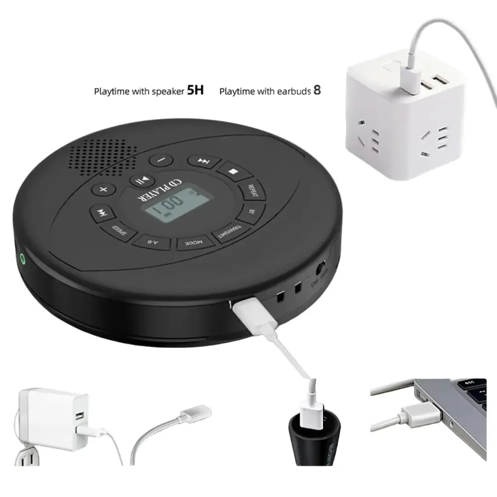 Portable Bluetooth CD Player with Speaker