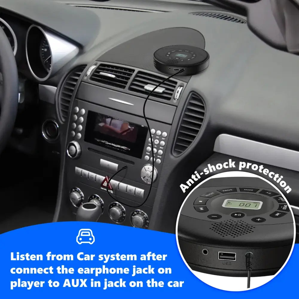 Portable Bluetooth CD Player with Speaker