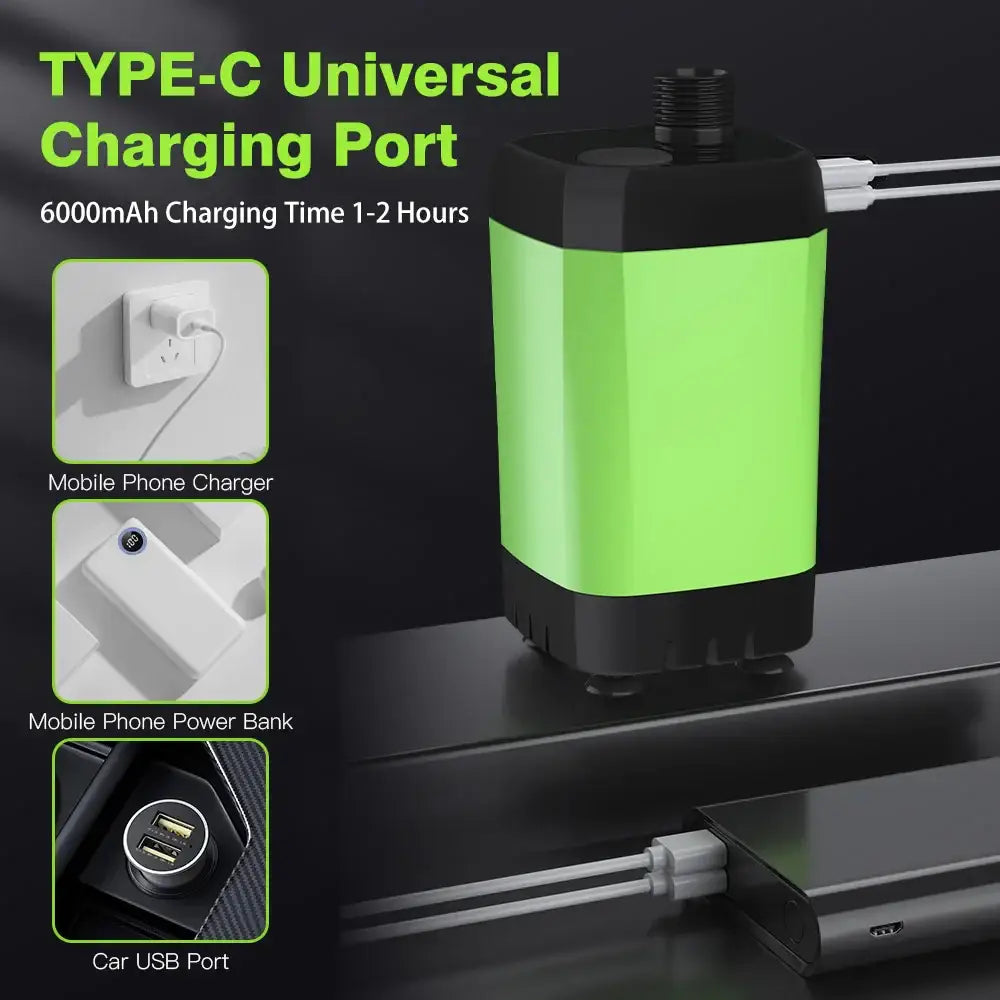 Portable Camping Shower Pump with Digital Display – 6000mAh (5 colours)