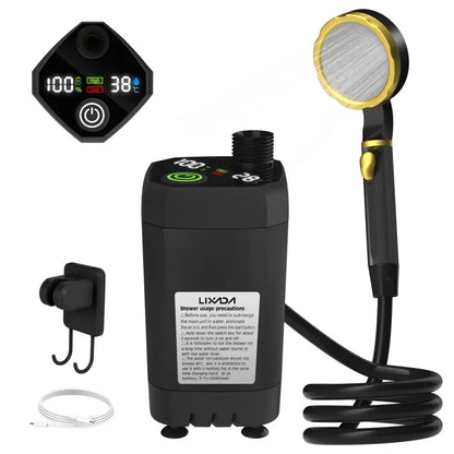 Portable Camping Shower Pump with Digital Display – 6000mAh (5 colours)