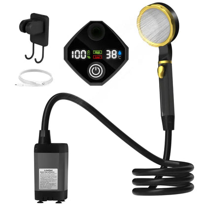 Portable Camping Shower Pump with Digital Display – 6000mAh (5 colours)