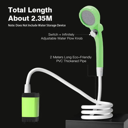 Portable Camping Shower Pump with Digital Display – 6000mAh (5 colours)