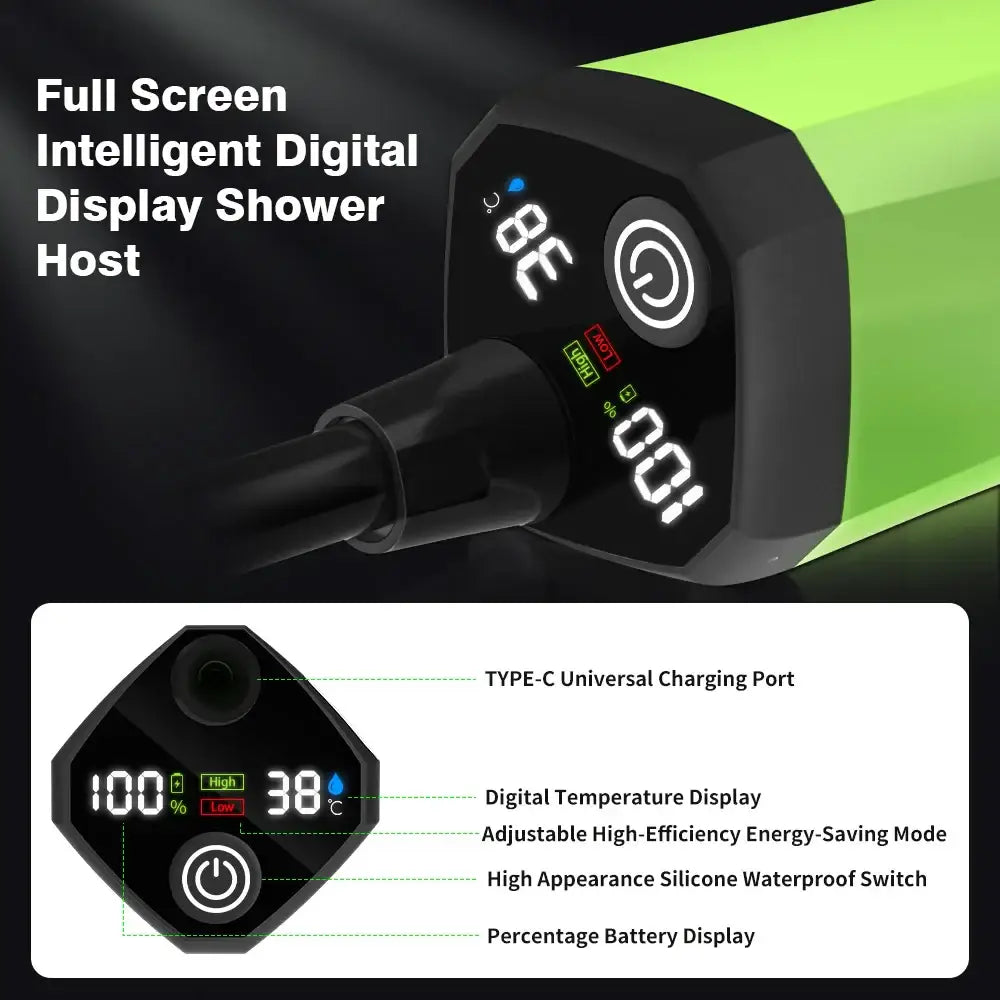 Portable Camping Shower Pump with Digital Display – 6000mAh (5 colours)