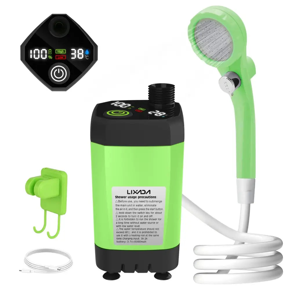 Portable Camping Shower Pump with Digital Display – 6000mAh (5 colours)