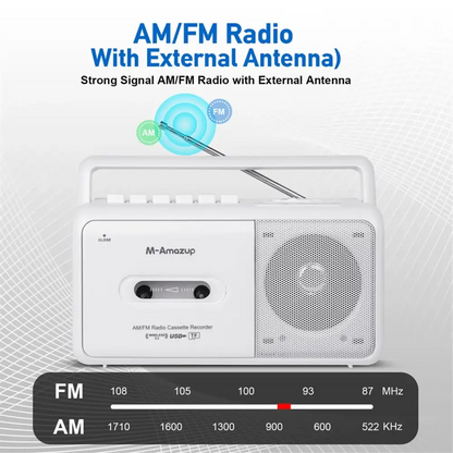 Portable Cassette Boombox with AM/FM Radio