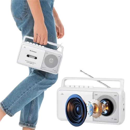 Portable Cassette Boombox with AM/FM Radio