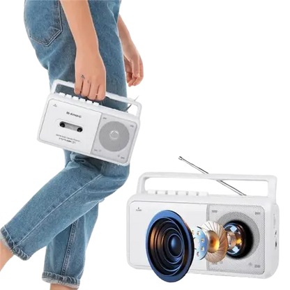 Portable Cassette Boombox with AM/FM Radio