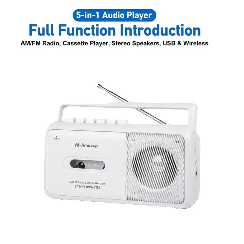 Portable Cassette Boombox with AM/FM Radio