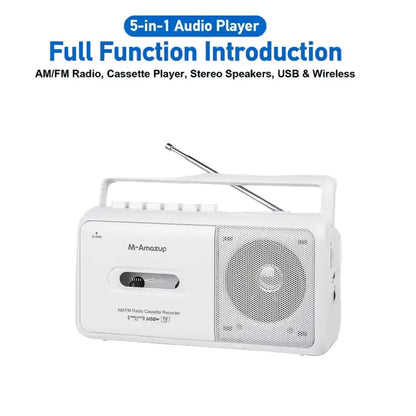 Portable Cassette Boombox with AM/FM Radio