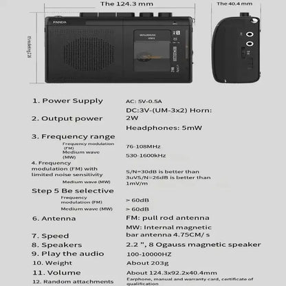 Portable Cassette Player with Radio