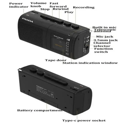 Portable Cassette Player with Radio
