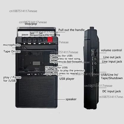 Portable Retro Cassette Player with Recording