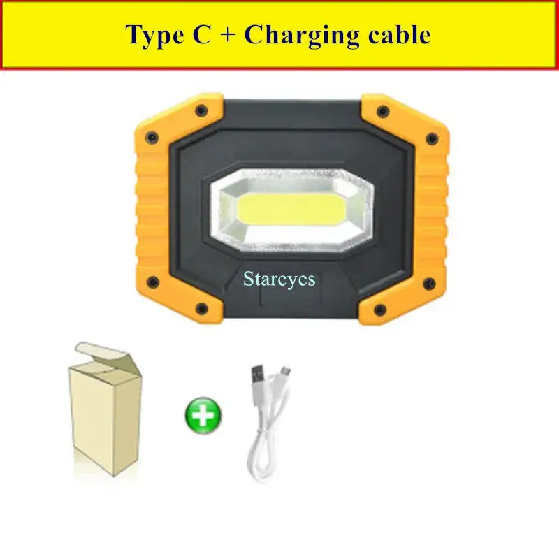 20W Rechargeable COB LED Floodlight Portable Outdoor Torch with Optional 18650 Battery