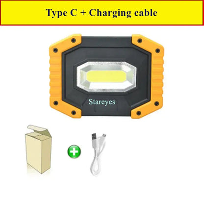 20W Rechargeable COB LED Floodlight Portable Outdoor Torch with Optional 18650 Battery