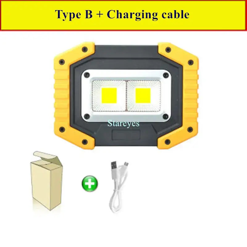 20W Rechargeable COB LED Floodlight Portable Outdoor Torch with Optional 18650 Battery