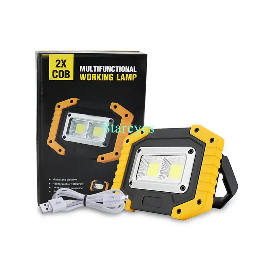 20W Rechargeable COB LED Floodlight Portable Outdoor Torch with Optional 18650 Battery