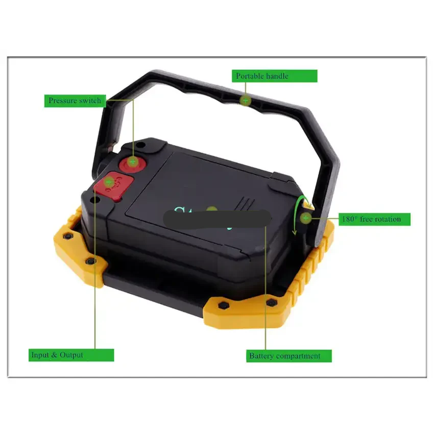 20W Rechargeable COB LED Floodlight Portable Outdoor Torch with Optional 18650 Battery