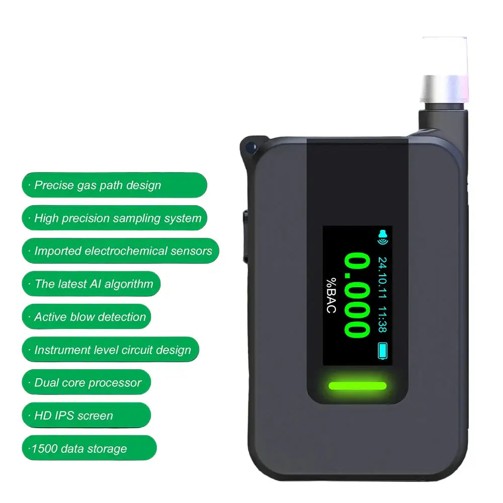 Portable Electrochemical Alcohol Tester – Professional Breathalyzer with LCD Display