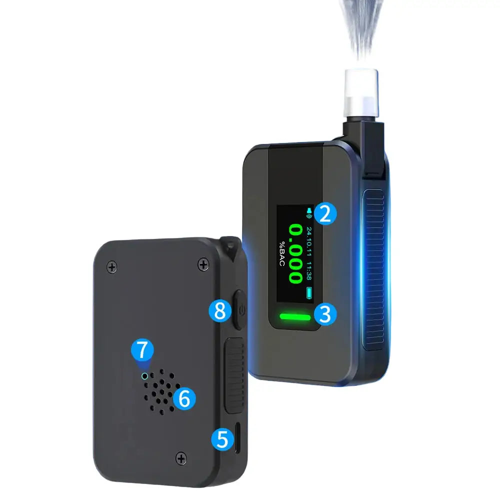 Portable Electrochemical Alcohol Tester – Professional Breathalyzer with LCD Display