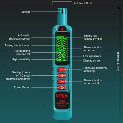 Portable Gas Leak Detector – Natural & Combustible Gas Sniffer