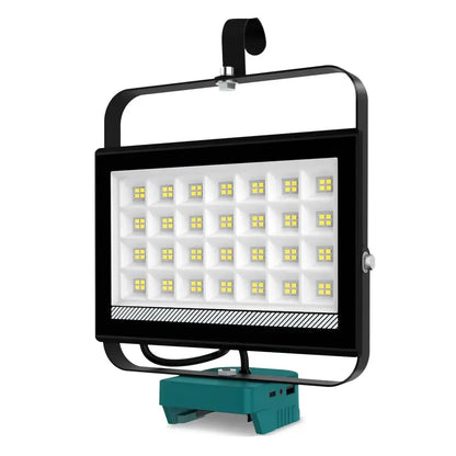 Cordless Rechargeable LED Work Light 6000K Portable Floodlight for Makita Batteries & Job Site Use