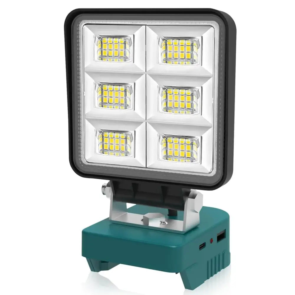 Cordless Rechargeable LED Work Light 6000K Portable Floodlight for Makita Batteries & Job Site Use
