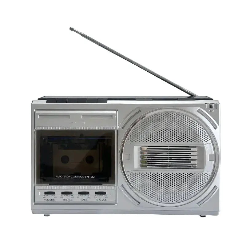 Portable Retro Cassette Player (Black & Silver)