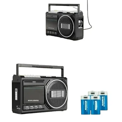 Portable Retro Cassette Player (Black & Silver)