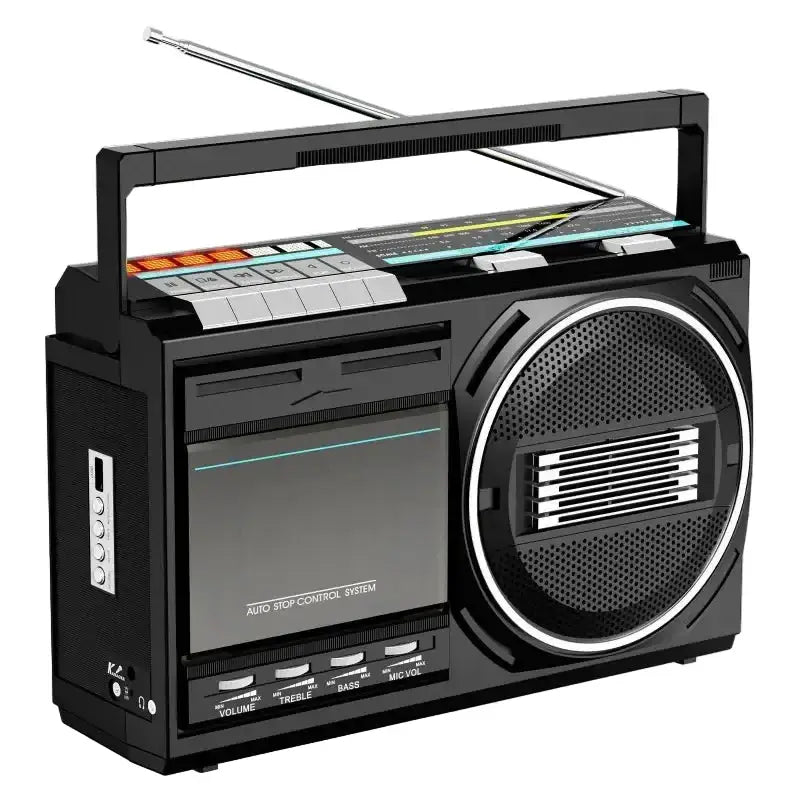 Portable Retro Cassette Player (Black & Silver)