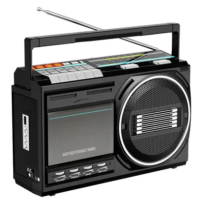 Portable Retro Cassette Player (Black & Silver)