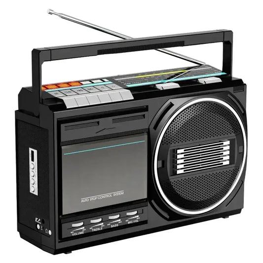 Portable Retro Cassette Player (Black & Silver)